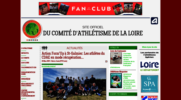 Screenshot of caloire.athle.com website