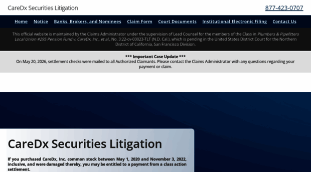 caredxsecuritieslitigation.com