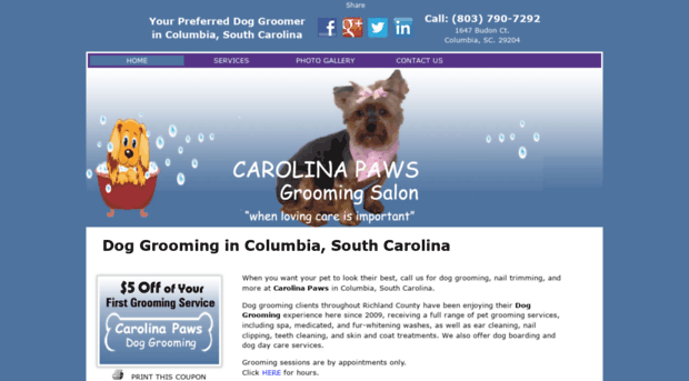 carolinapawsdoggrooming.com