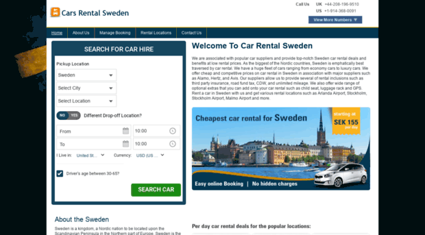 carsrentalsweden.com