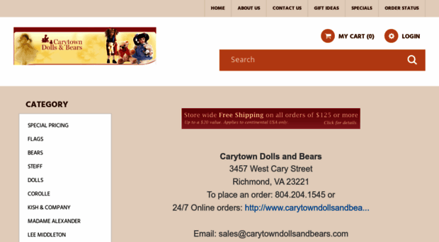 carytowndollsandbears.com