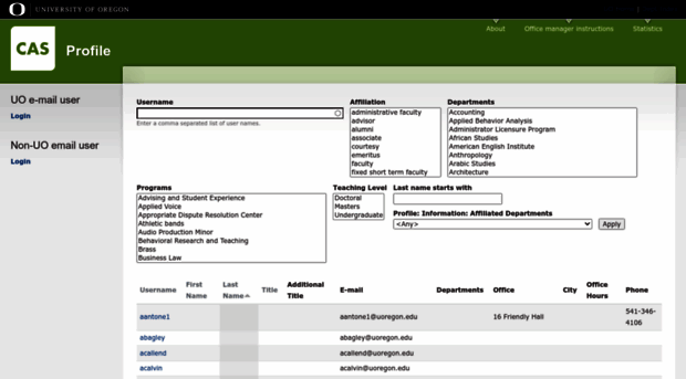 casprofile.uoregon.edu