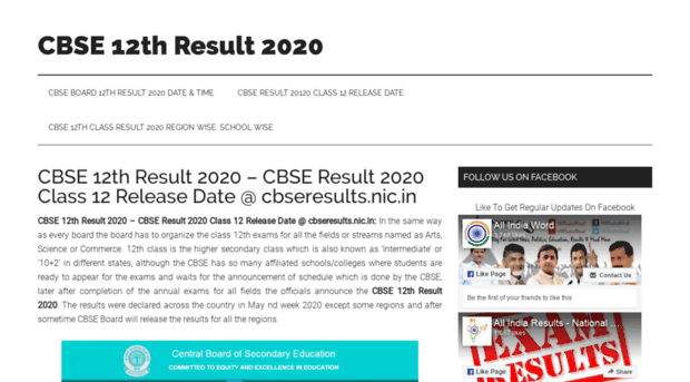 cbse12thresult2020.in