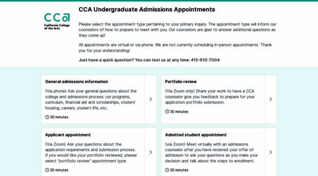 ccaundergraduateadmissionsappointments.youcanbook.me