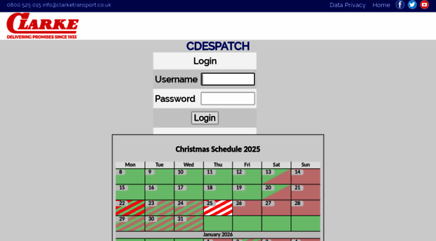 cdespatch.clarketransport.net - Clarke Transport - Despatch Lo... - C ...