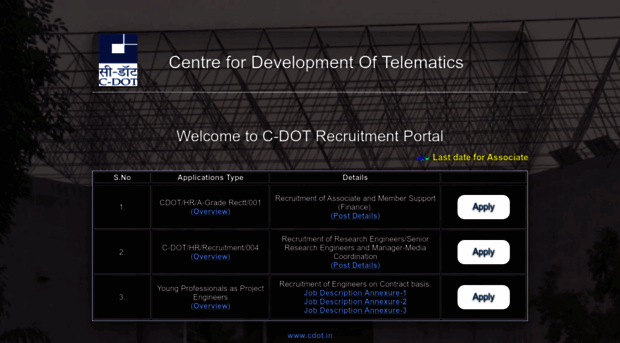 cdotrecruitment.cdot.in