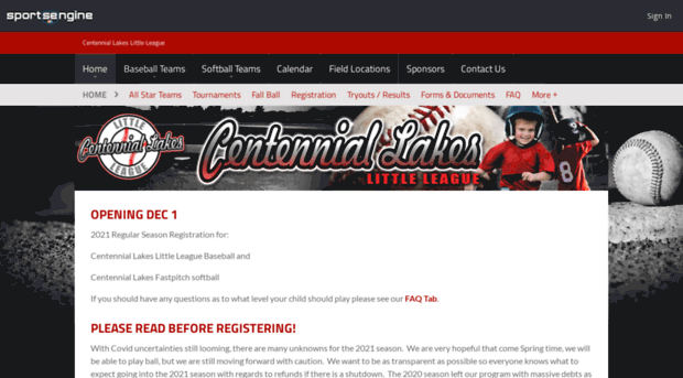 centenniallakeslittleleague.org