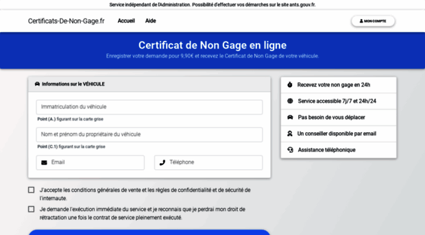 certificats-de-non-gage.fr