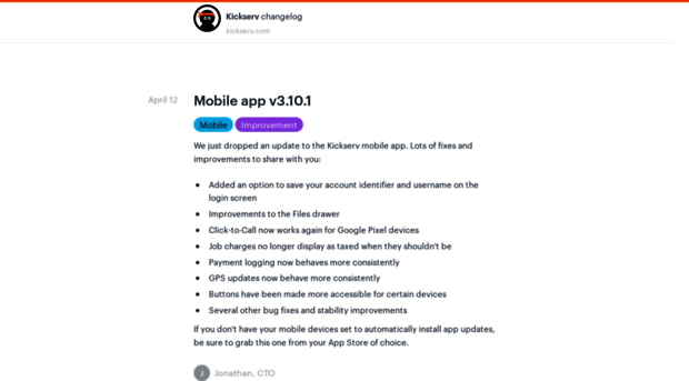 changelog.kickserv.com