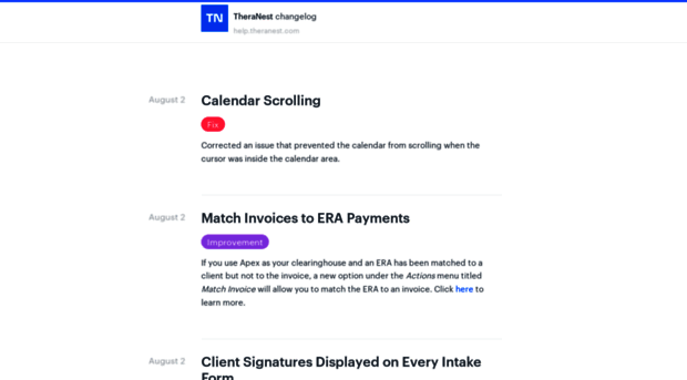 changelog.theranest.com