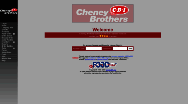 cheneybrothers.foodorderentry.com