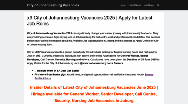 cityofjohannesburgvacancies.co.za