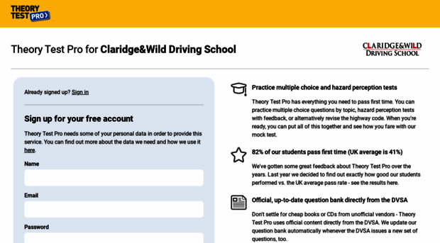 claridgeandwild.theorytestpro.co.uk