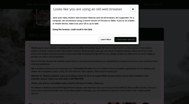 clementineclinic.janeapp.com