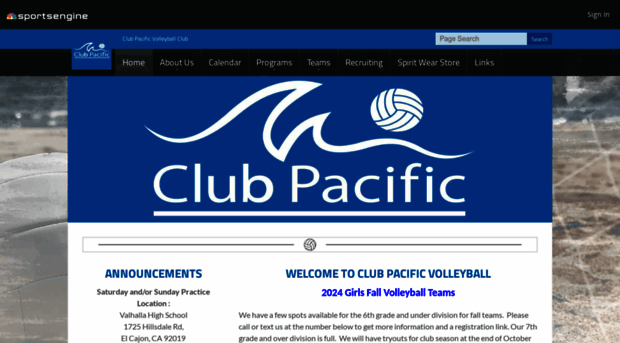 clubpacificvb.com