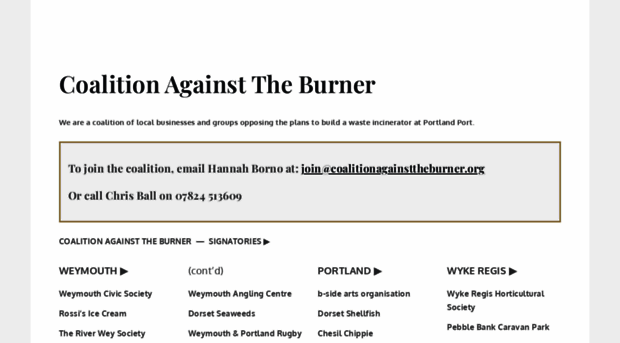 coalitionagainsttheburner.org