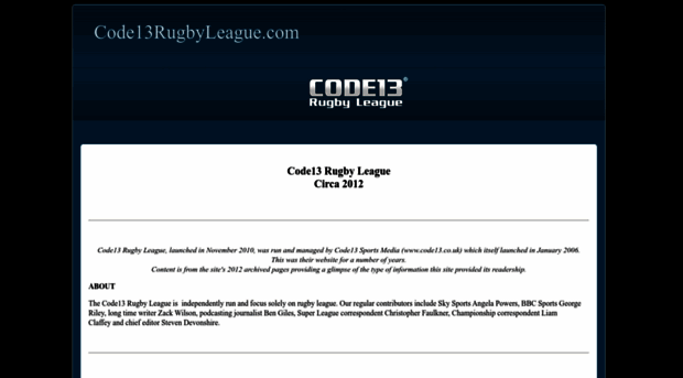 code13rugbyleague.com