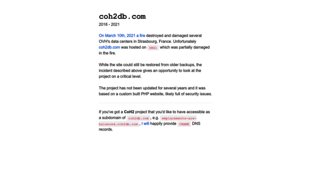 coh2db.com