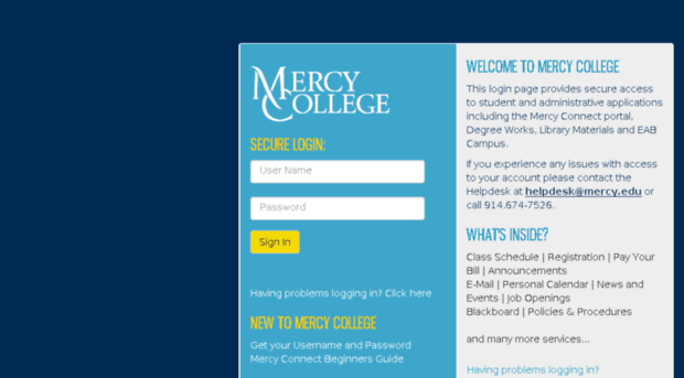 connect.mercy.edu - Mercy College Secure Single Si... - Connect Mercy