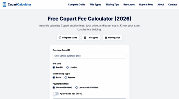 copartfeecalculator.us