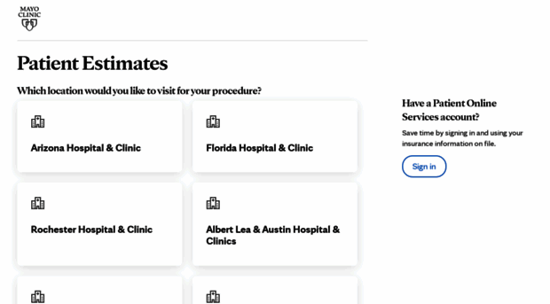 costestimator.mayoclinic.org