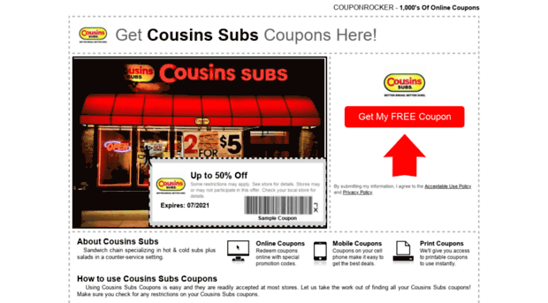 cousinssubs.couponrocker.com