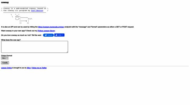 cowsay.morecode.org