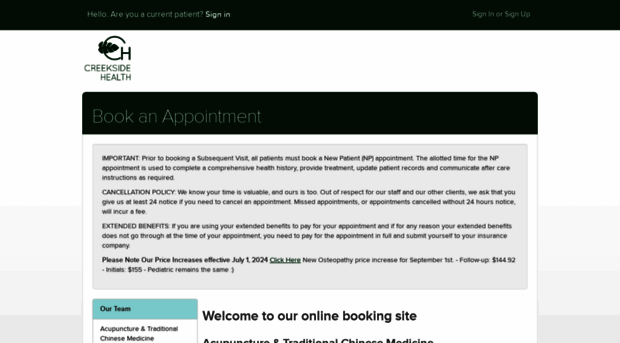 creeksidehealth.janeapp.com