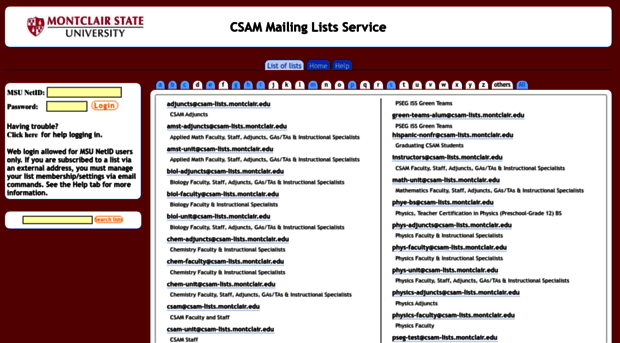 csam-lists.montclair.edu