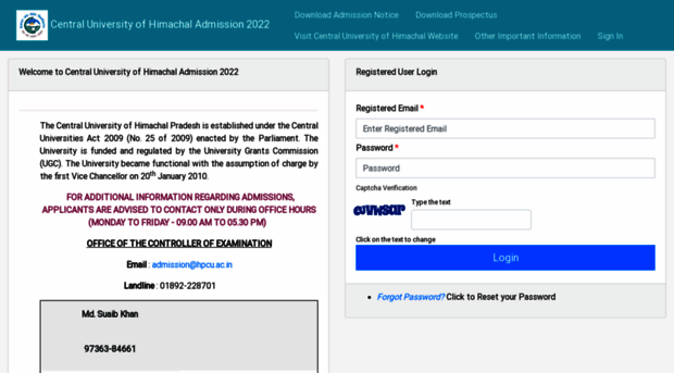 cuhimachaladmission.samarth.edu.in