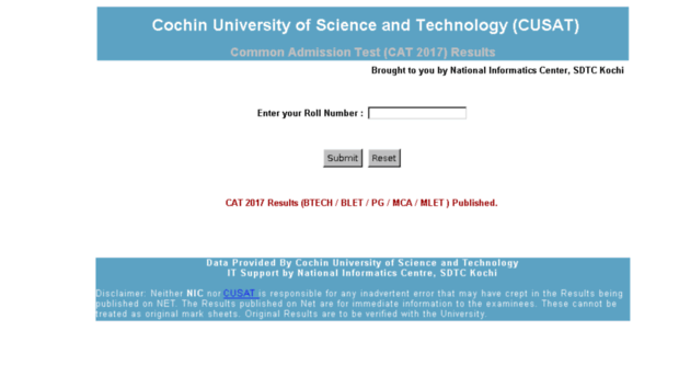 cusatresults.nic.in