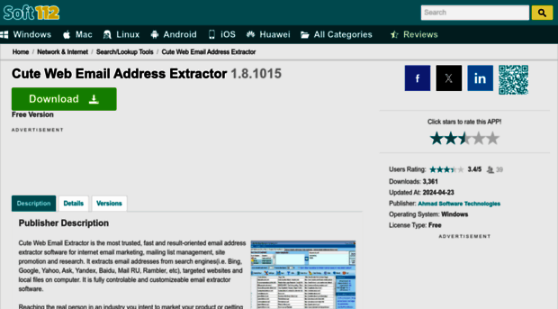 cute-web-email-address-extractor.soft112.com