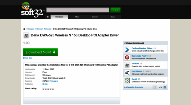 d-link-dwa-525-wireless-n-150-desktop-pci-adapter-driver.soft32.com