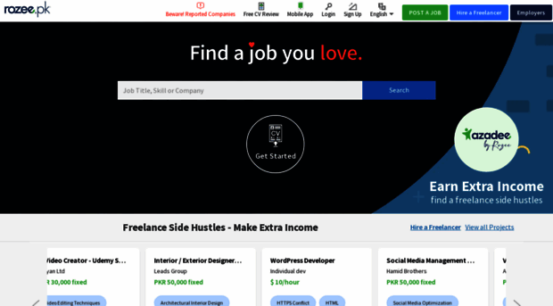 Screenshot of dah.rozee.pk website