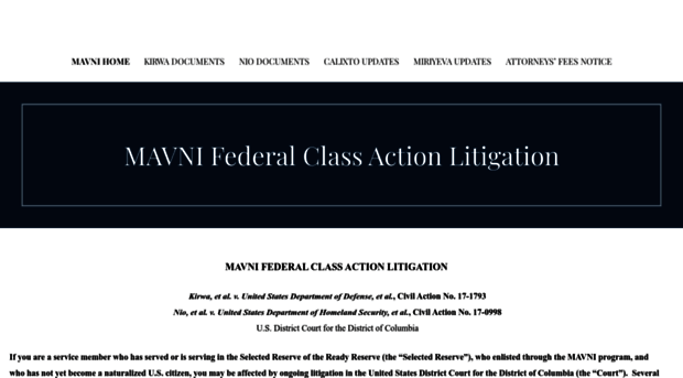 dcfederalcourtmavniclasslitigation.org