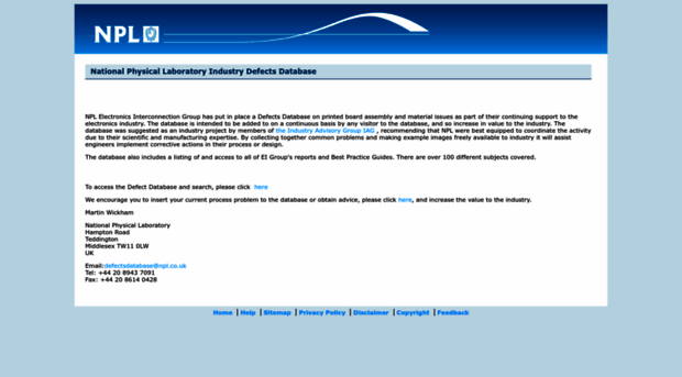 defectsdatabase.npl.co.uk