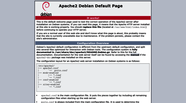 Apache2 debian default page it works вместо страницы сайта