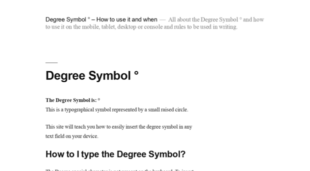 degreesymbol.info