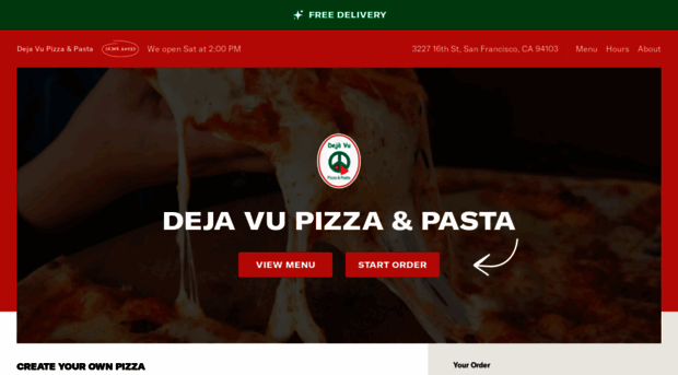 dejavupizzamenu.com