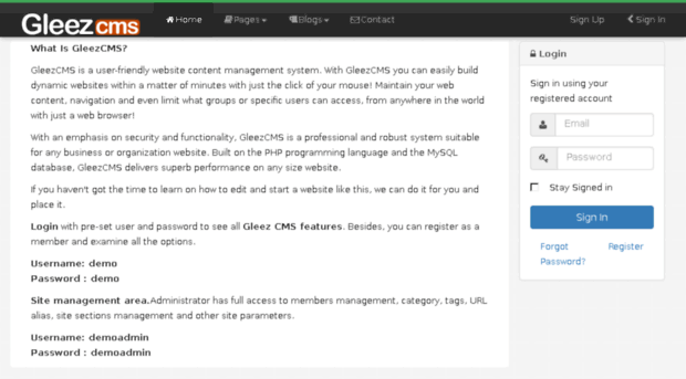 demo.gleezcms.org
