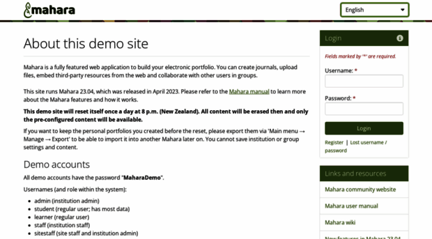 demo.mahara.org