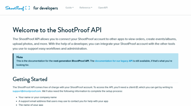 developer.shootproof.com