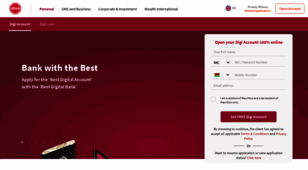 digital.absabank.mu - Absa Digi Account - Open your ... - Digi Tal Absa ...