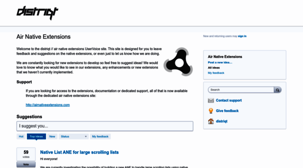distriqt.uservoice.com