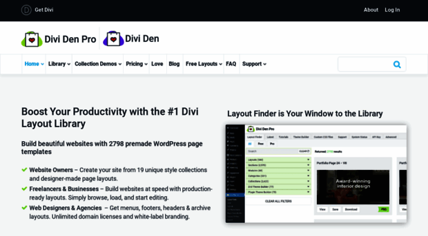 1 Divi Layout Library made by Divi Den Pro