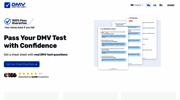 dmvwrittentest.cheat-sheets.com