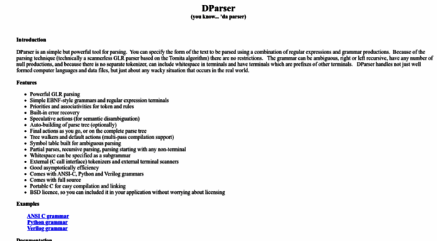 dparser.sourceforge.net