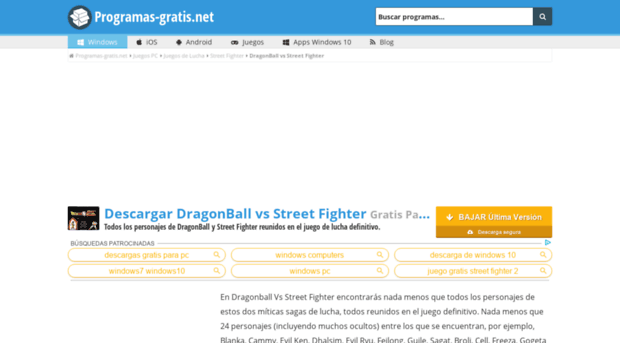 dragonball-vs-street-fighter.programas-gratis.net