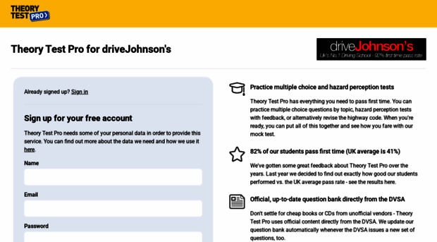 drivejohnsons.theorytestpro.co.uk