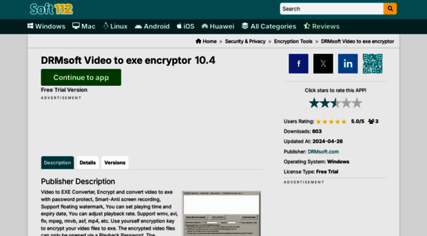 drmsoft-video-to-exe-encryptor.soft112.com